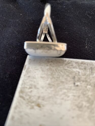 Navajo White Buffalo Turquoise Ring | Sterling Silver | Sz 10.5 | Authentic Native American Handmade | 1083