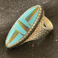 Navajo Multi-Color Opal & Turquoise Inlay Ring | Sterling Silver | Sz 7 | Authentic Native American Handmade | 1579