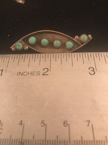 Native American Turquoise Cluster Pin | Navajo Sterling Silver | Old Pawn | Authentic Handmade | 8018