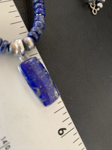 Native American Navajo Blue Lapis Pendant Necklace | Sterling Silver | 12248