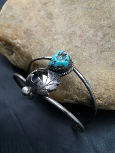 Navajo Blue Turquoise Bracelet | Sterling Silver | Authentic Native American Handmade | 4416