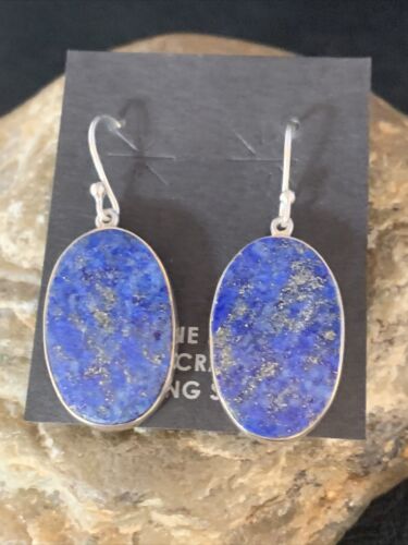 Native American Blue Lapis Lazuli Dangle Drop Earrings | Sterling Silver | 1" | 14090 - Masha USA