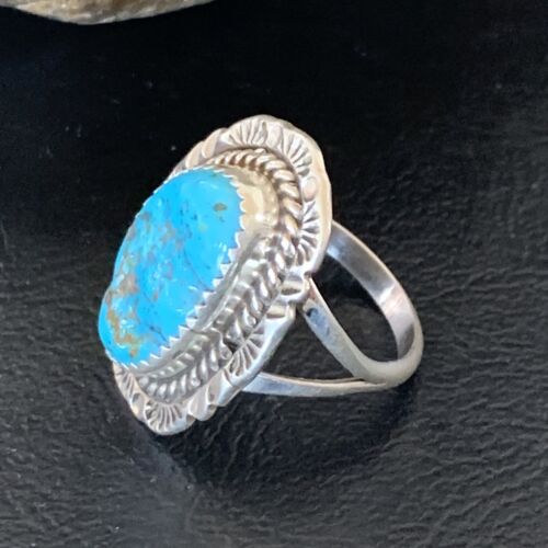 Southwestern Navajo Blue Kingman Turquoise Ring | Sterling Silver | Sz 7 | 12955