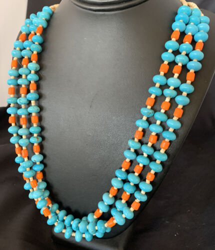 Santo Domingo Shell Spiny Oyster Turquoise Necklace | 28" | Authentic Native American Handmade | 11993