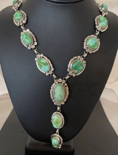 Navajo Sonoran Gold Turquoise Lariat Necklace | Native American Handmade | 02067