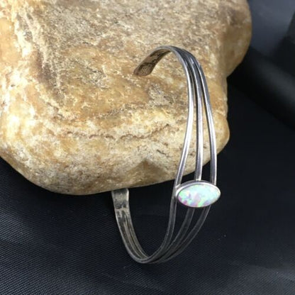 Navajo White Opal Bracelet for Children | Sterling Silver | Authentic Native American Handmade | 10177