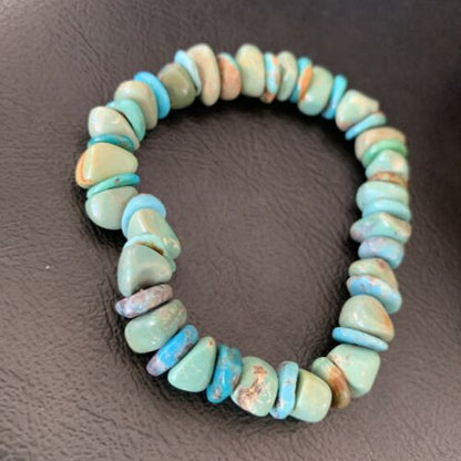 Men's Women's Stretch Bracelet | Blue Green Turquoise Stone | 7" | 11827