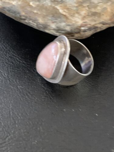 Navajo Old Pawn Pink Rose Quartz Ring | Sterling Silver | Sz 6 | Authentic Native American Handmade | 10834