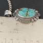 Men's Navajo Pearls Necklace | Sterling Silver | Blue #8 Turquoise Pendant | Authentic Native American Handmade | 10865