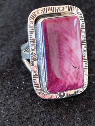 Navajo Purple Spiny Oyster Ring | Sterling Silver | Sz 10 | Authentic Native American Handmade | 4116
