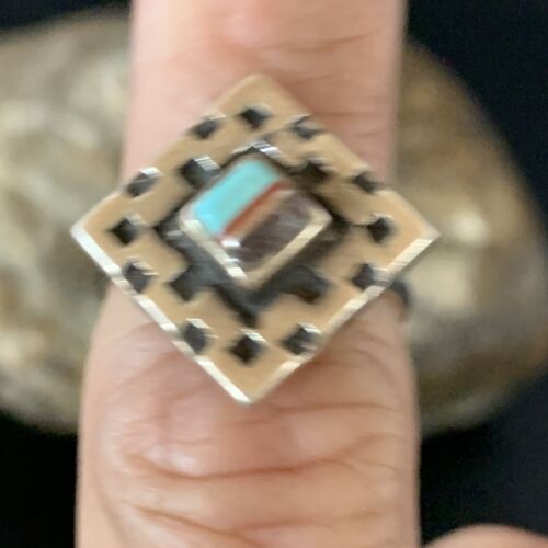 Navajo Blue Turquoise Sugilite Inlay Ring | Sz 5.5 | Sterling Silver | Authentic Native American Handmade | 13145 - Masha USA