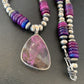 Navajo Purple Sugilite Pendant with Pearls | Sterling Silver Necklace | Authentic Native American Handmade | 4832