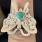Navajo Blue Turquoise Butterfly Ring | Sterling Silver | Sz Adj 7 | Authentic Native American Handmade | 10676