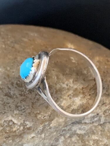 Navajo Blue Turquoise Ring | Sterling Silver | Sz 7.5 | Authentic Native American Handmade | 10723