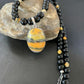 Men's Navajo Pearls Onyx Bumblebee Jasper Necklace Pendant | Sterling Silver | Native American Handmade | 10323