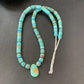 Navajo Green Turquoise Heishi Necklace | Sterling Silver | 22" | Authentic Native American Handmade | 11814