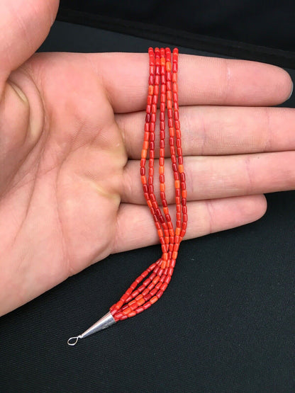 Liquid Silver Women's Red Apple Coral Heishi Bracelet | Sterling Silver | 5-Strand | 7" | 13609