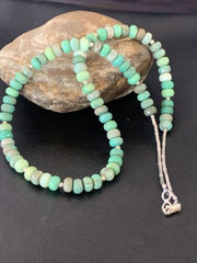 Navajo Green Faceted Turquoise Necklace | Sterling Silver | 22" | Authentic Native American Handmade | 11707