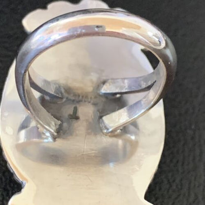 Native American White Buffalo Turquoise Ring | Navajo Sterling Silver | Sz 7.5 | 13353