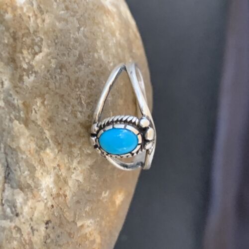 Southwestern Old Pawn Navajo Blue Turquoise Ring | Sterling Silver | Sz 5.5 | 10773