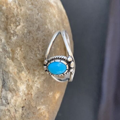 Southwestern Old Pawn Navajo Blue Turquoise Ring | Sterling Silver | Sz 5.5 | 10773