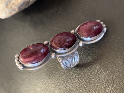 Navajo Purple Spiny Oyster Cluster Ring | Authentic Native American Sterling Silver | Multi-Stone | Sz 11 | 11554