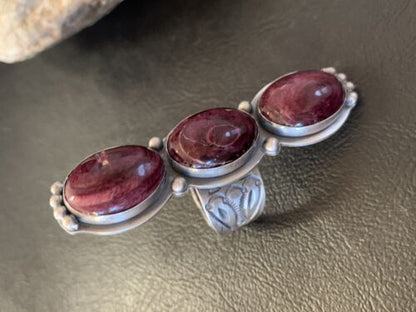 Navajo Purple Spiny Oyster Cluster Ring | Authentic Native American Sterling Silver | Multi-Stone | Sz 11 | 11554