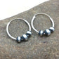Navajo Sterling Silver Hoop Earrings | Authentic Native American Pearls | Handmade | 3108