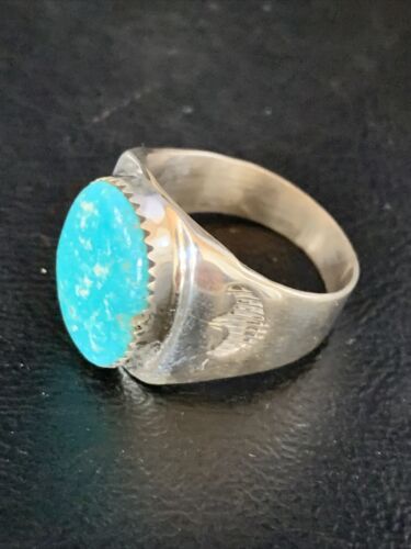 Navajo Blue Kingman Turquoise Ring | Sterling Silver | Sz 11 | Authentic Native American Handmade | 14143