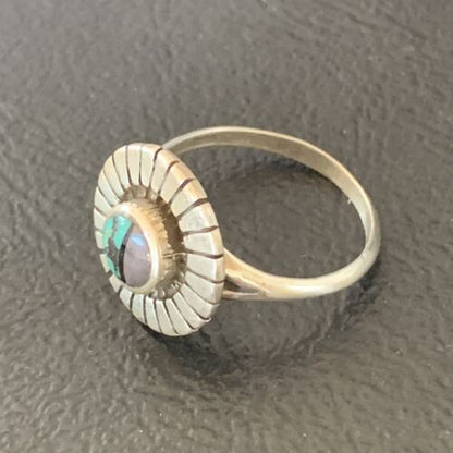 Navajo Blue Turquoise Sugilite Inlay Ring | Sz 6 | Sterling Silver | Authentic Native American Handmade | 11178