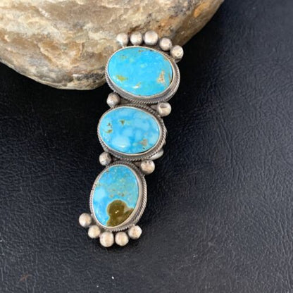 Navajo Blue Kingman Turquoise Multi-Stone Ring | Authentic Native American Sterling Silver | Sz 5.5 | 14063