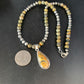 Men's Navajo Pearls Necklace | Gold Bumblebee Jasper Pendant | Sterling Silver | Native American Handmade | 13811
