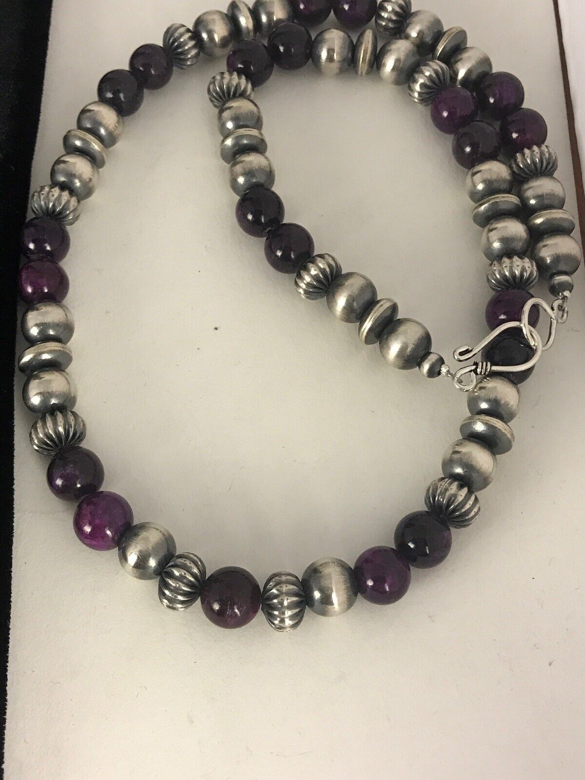 Navajo Men's Purple Sugilite Necklace | Sterling Silver | 22" | Authentic Native American Handmade | 8532