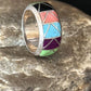 Multi-Color Blue Turquoise Gaspeite Inlay Ring | Sterling Silver | Sz 9 | 14501