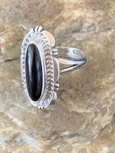 Native American Navajo Handmade Sterling Silver Black Onyx Ring | Sz 6 | 11586