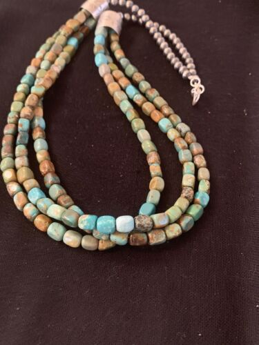 Navajo Green Turquoise Necklace | Sterling Silver | Authentic Native American Handmade | 00610