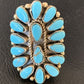 Navajo Blue Cluster Turquoise Needlepoint Ring | Authentic Native American Sterling Silver | Multi-Stone | Sz 8 | 11941