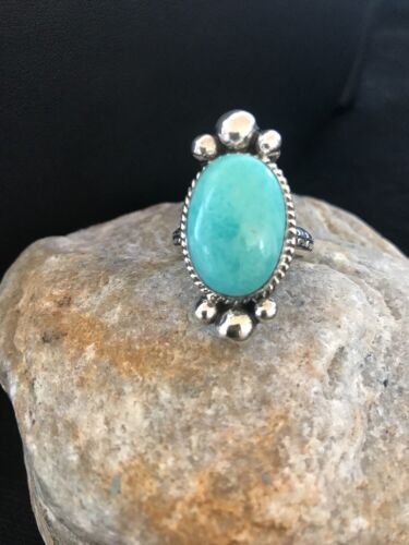 Dry Creek Turquoise Ring | Sterling Silver | Native American Handmade | Sz 11.5 | 3449
