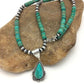 Navajo Green Turquoise Pendant Necklace | Sterling Silver | Authentic Native American Handmade | 2645