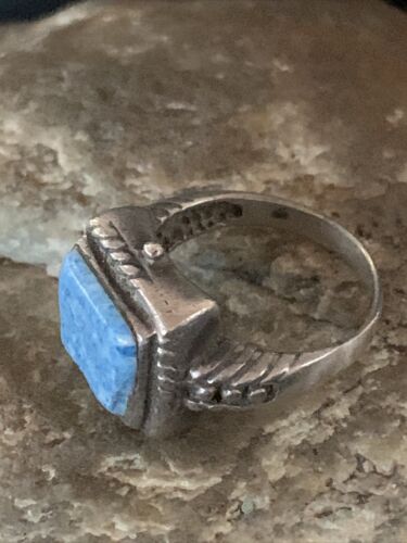 Navajo Blue Denim Lapis Ring | Sterling Silver | Sz 6.5 | Authentic Native American Handmade | 01994
