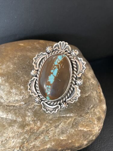 Navajo Blue Ribbon Boulder Turquoise Ring | Sterling Silver | Sz 6 | Authentic Native American Handmade | 10512