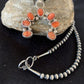 Navajo Red Spiny Oyster Necklace with Sterling Silver Naja Pendant | Authentic Native American Handmade | 326