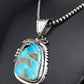Navajo Pearls Kingman Turquoise Pendant Necklace | Sterling Silver | Native American Handmade | 4819