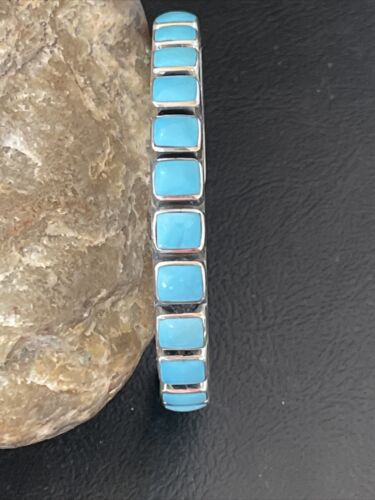 Sleeping Beauty Blue Turquoise Cuff Bracelet |  Sterling Silver | Authentic Native American Handmade | 1558
