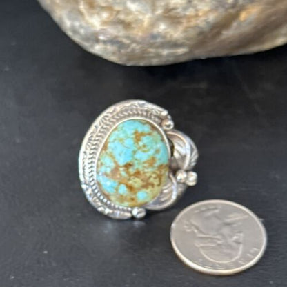 Navajo Blue Turquoise #8 Rings | Sterling Silver | Sz 10 | Authentic Native American Handmade | 14290