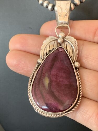 Navajo Purple Spiny Oyster Pendant | Sterling Silver | Authentic Native American Handmade | 00802