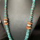 Navajo Natural Turquoise & Spiny Oyster Necklace | Sterling Silver | Authentic Native American | 25" | 13493