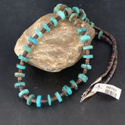 Native American Navajo Turquoise Shell Heishi Bead Necklace | Sterling Silver | 30" | 00762