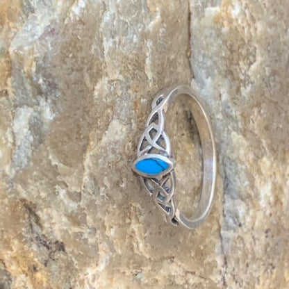 Southwestern Old Pawn Navajo Blue Turquoise Ring | Sterling Silver | Sz 7 | 10876