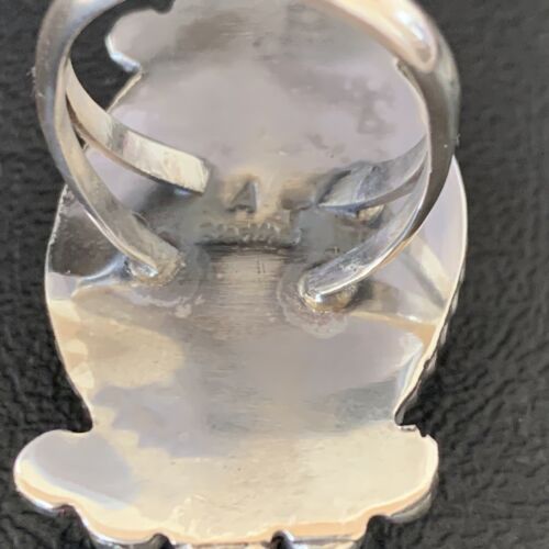 Navajo White Buffalo Turquoise Ring | Sterling Silver | Sz 8 | Authentic Native American Handmade | 13346